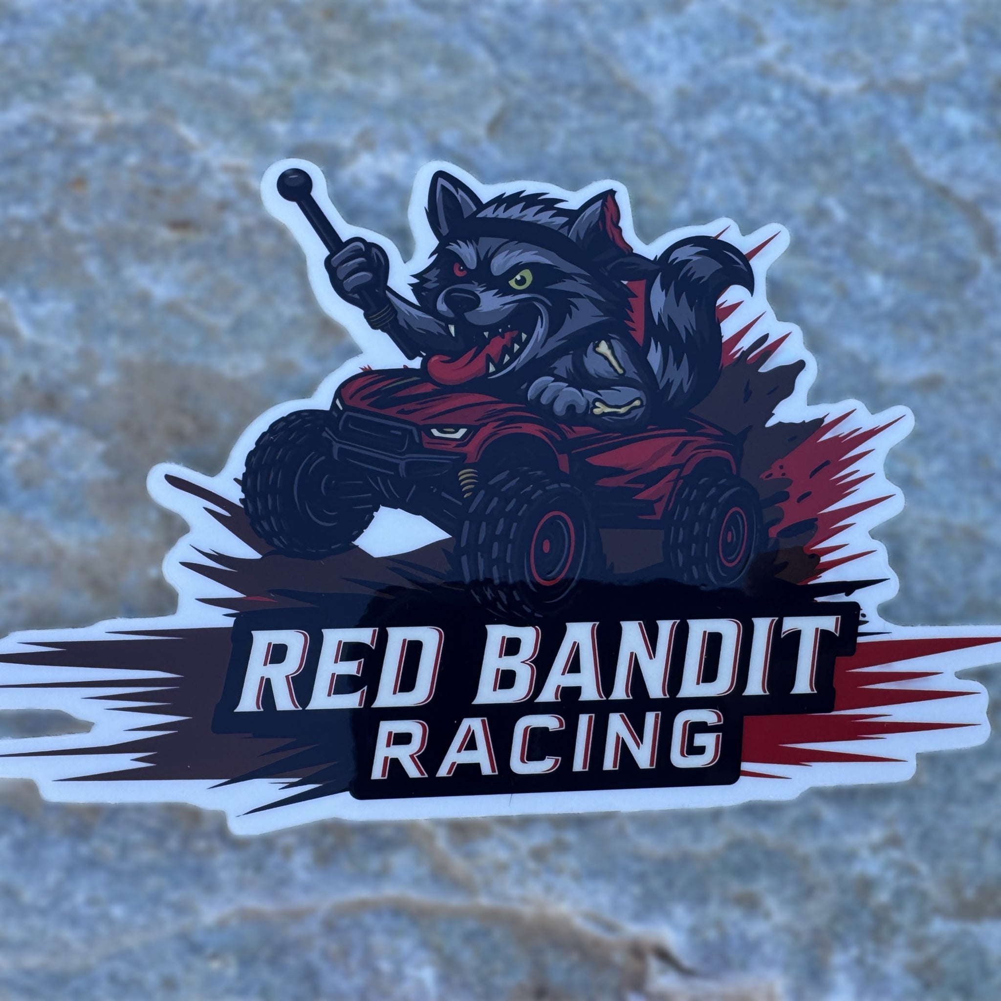 6" Racing Raccoon Sticker