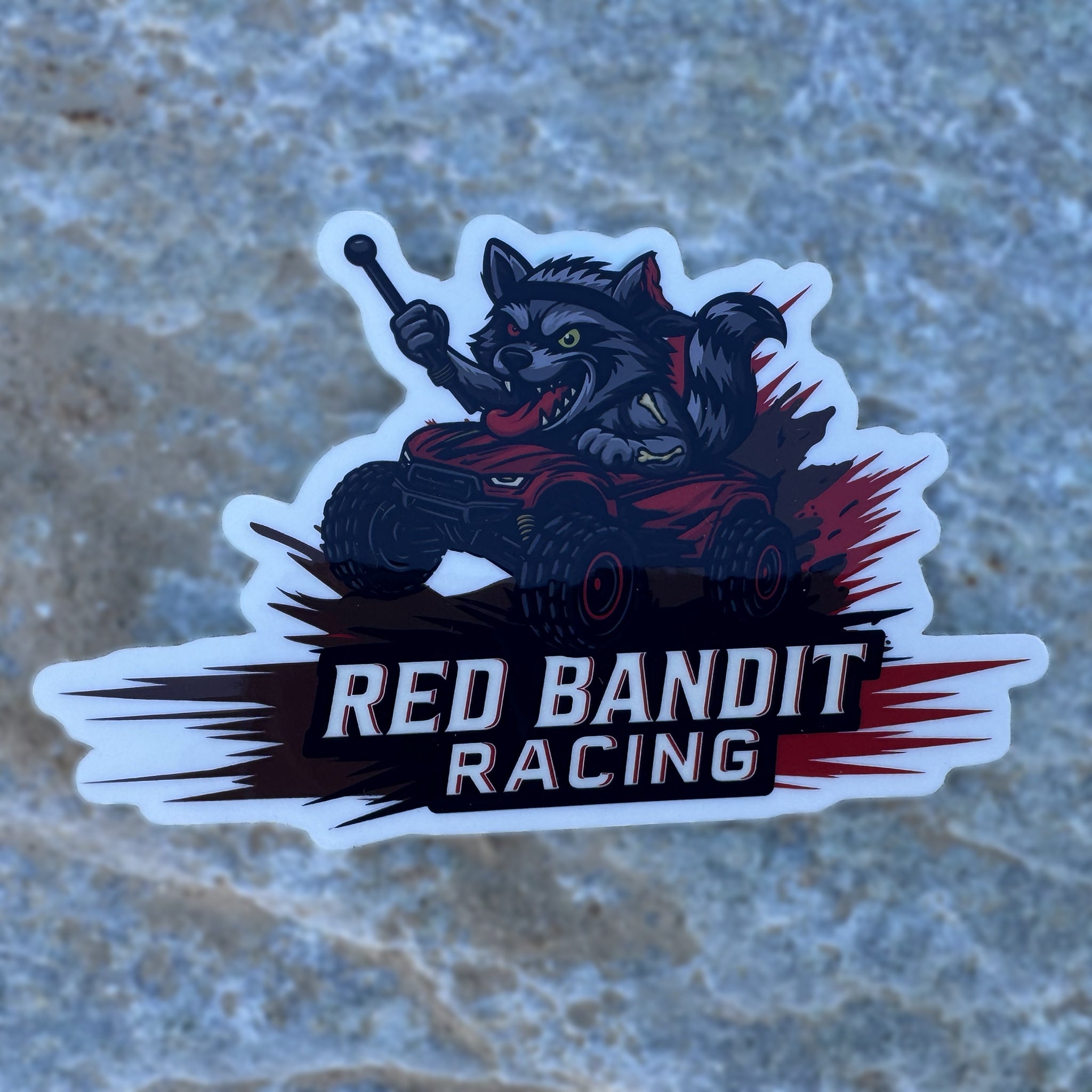 4" Racing Raccoon Sticker